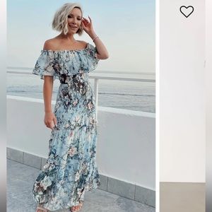 Bump Friendly Blue Floral Maxi Dress